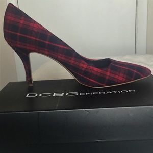BCBGeneration Red-Navy Plaid Heels